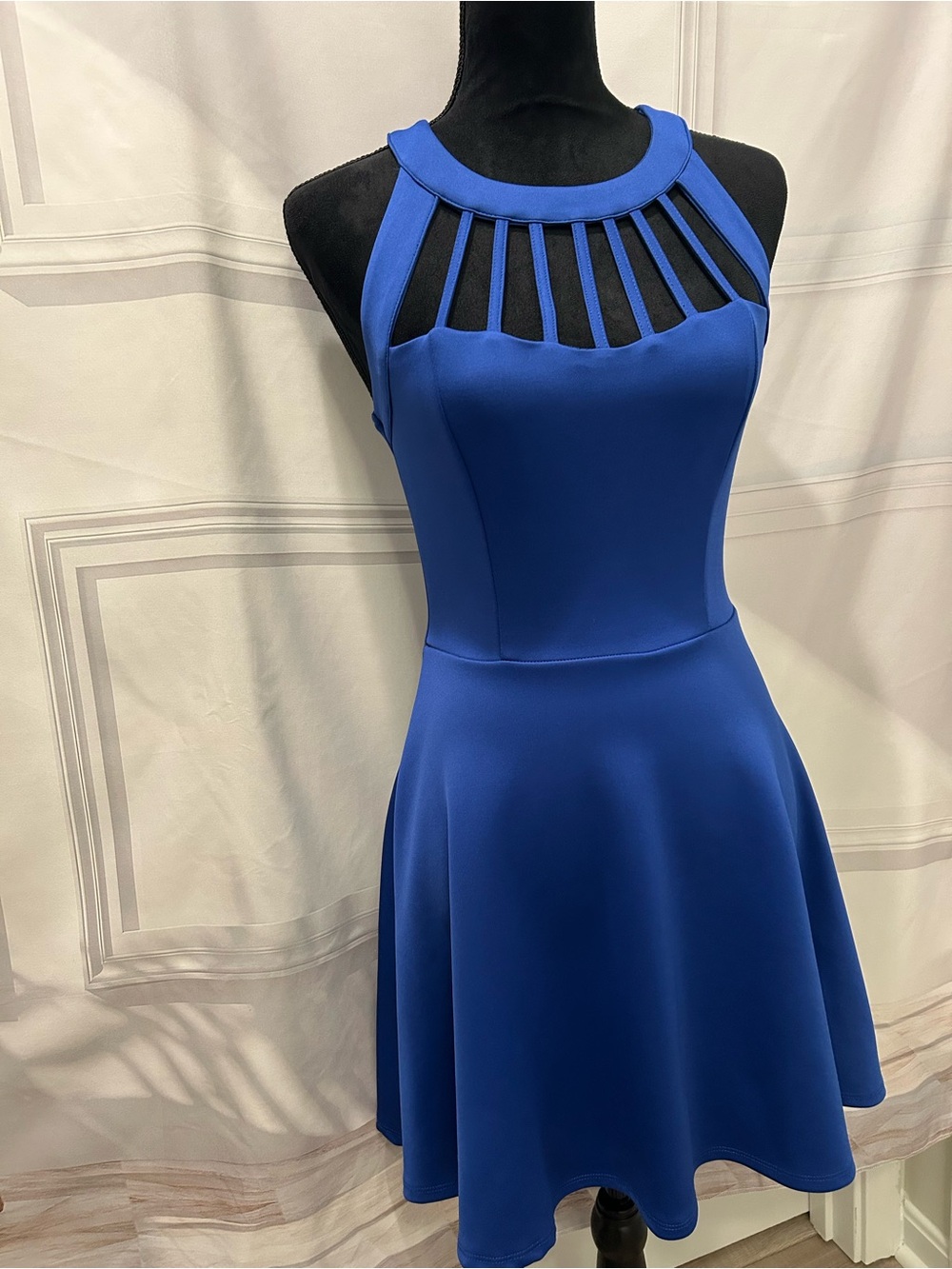Trixxi Royal Blue Strappy Cutout Fit & Flare Mini Juniors Dress Size 3